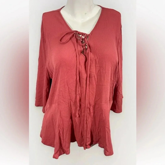 Mossimo Supply Co. Tops - Mossimo Supply Pink Shirt Crisscross V-neck Sz XXL